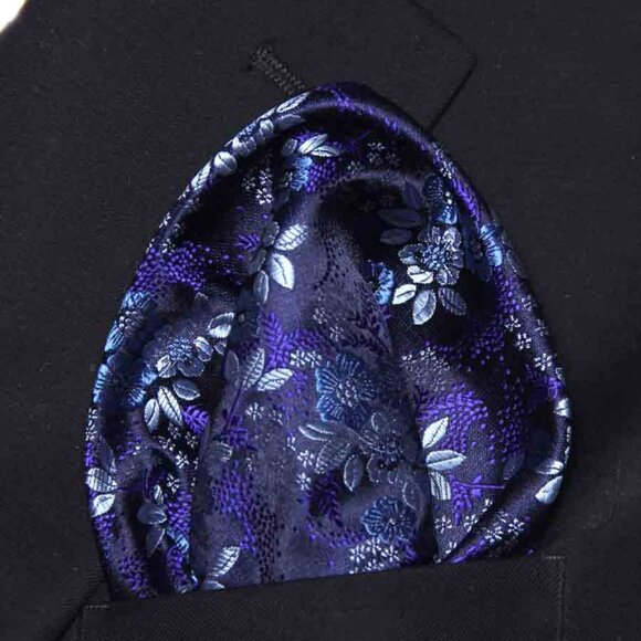 NEW Gascoigne Pocket Square Silk Blue Purple Black Gray Men's - Picture 1 of 3